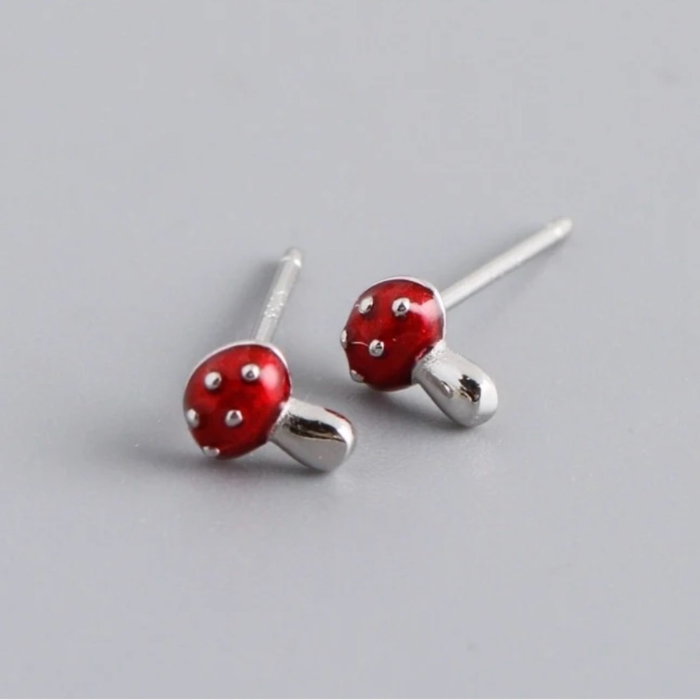 Sterling Silver Mushroom Stud Earrings